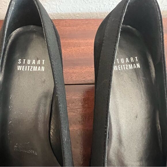 Stuart Weitzman Black Suede Heels w/ Ribbon Details. Sz 6. New w/ imperfections - Picture 6 of 12